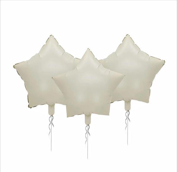 3 ADET YILDIZ FOLYO BALON KREM 18 INC - Image 1