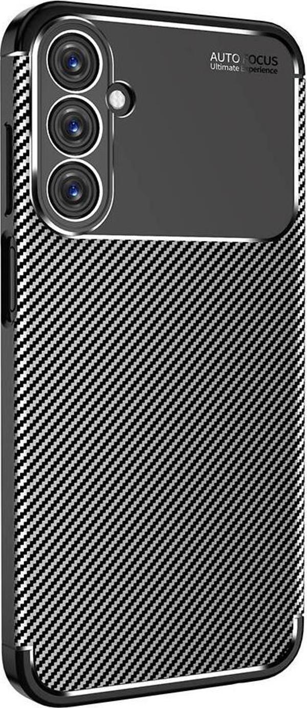 Samsung Galaxy A15 Uyumlu Kamera Korumalı Darbe Önleyici Carbon Brushed Silikon Kılıf - Image 1
