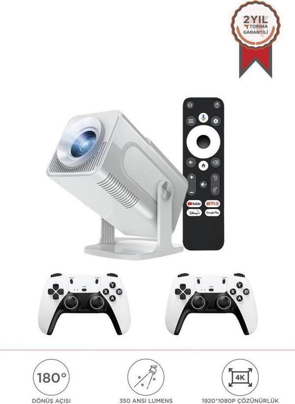 Torima  HCS350 Max Beyaz Taşınabilir Retro 1080P Video Konsolu Android Akıllı Projektör Projeksiyon - Image 1