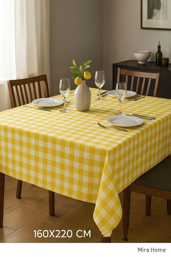 Mira Home Kareli Masa Örtüsü Sofra Bezi 160X220 Cm Rustik - Image 1