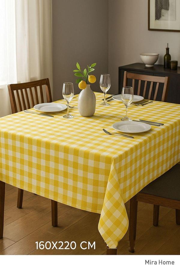 Mira Home Kareli Masa Örtüsü Sofra Bezi 160X220 Cm Rustik - Image 1
