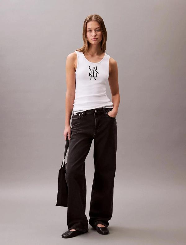 Calvin Klein Jeans SL COTTON RIB SOLID TANK Kadın Beyaz Bluz LV044C219G-YAA - Image 1