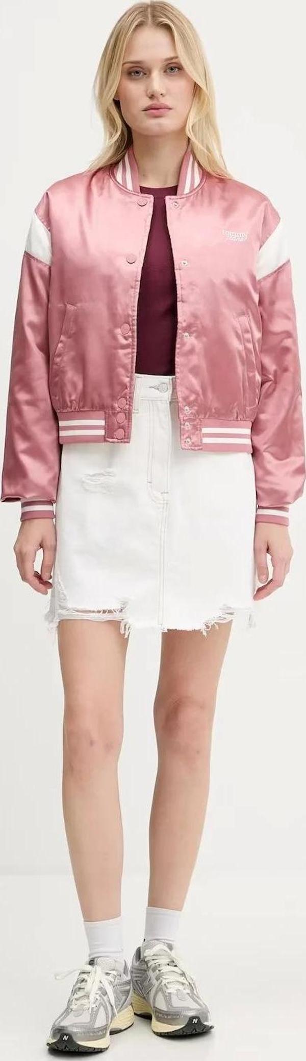 Tommy Jeans TJW SCRIPT VARSITY JACKET Kadın Pembe Ceket DW0DW20960TI0 - Image 1