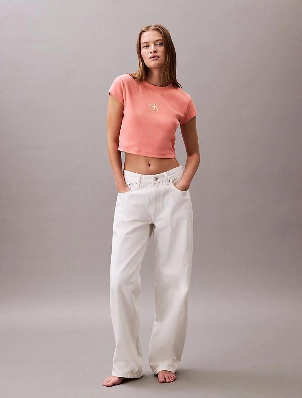 Calvin Klein MONOGRAM BABY TEE Kadın Pembe T-Shirt LV047AB802-VDW - Image 1
