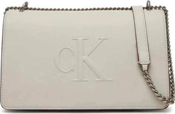 Calvin Klein Jeans SCULPTED EW FLAP25 SHOULDER BAG Kadın Beyaz Omuz Çantası LV04K3035G-RM0 - Image 1