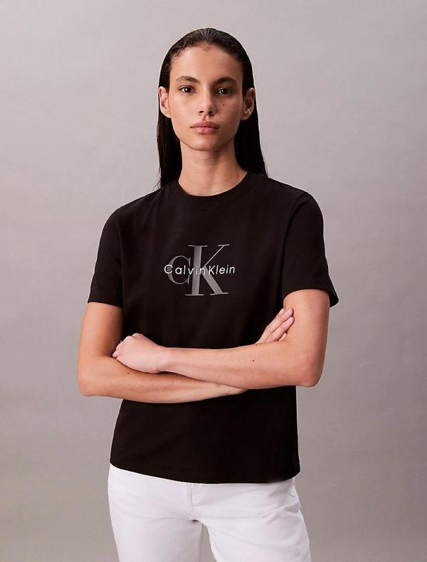 Calvin Klein HR SS CLSSC MNLG CNC Kadın Siyah T-Shirt LV047B865G-UB1 - Image 1