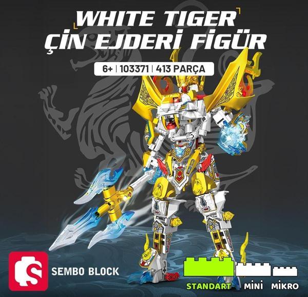 White Tiger Çin Ejderi Figür Yapı Bloğu Seti - Image 1
