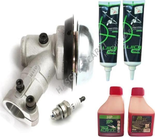 Hsgl Motorlu Tırpan Dişli Rediktör 9 Diş 28mm Başlık ve 2 li Tüp Gres 2T yağ Buji Set  Tırpan yedek Parça Aksesuar - Image 1