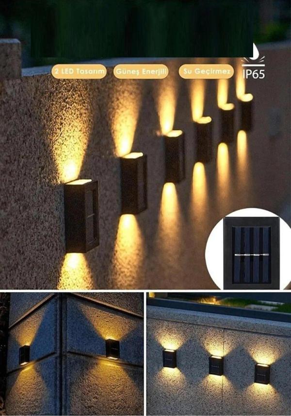 Bahçe Keyfi için Solar Şarjlı Çift Taraflı Aplik Duvar Lambası - Image 1