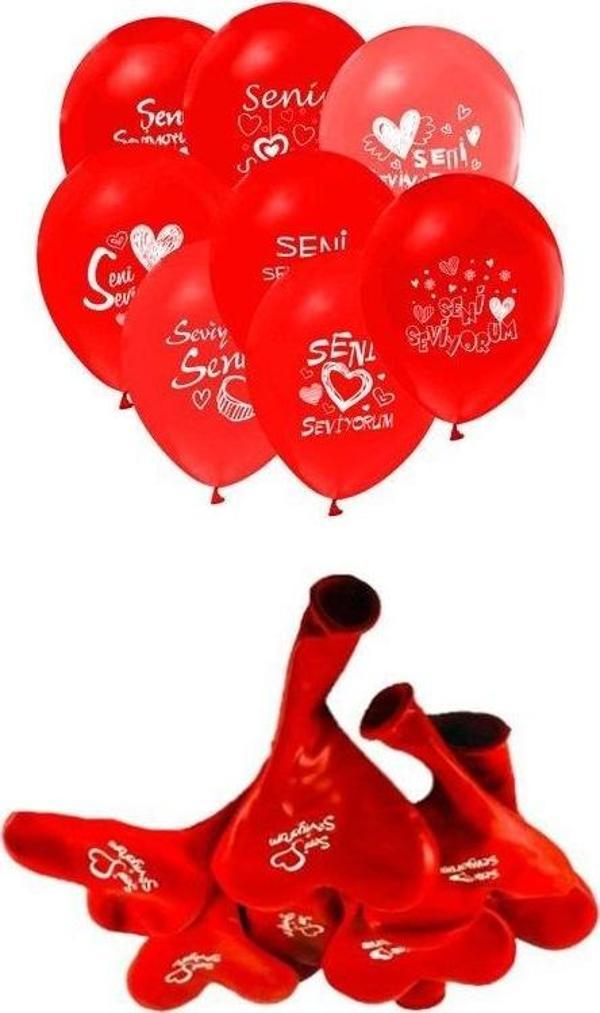 Büro Ev Partisi için 100ADET Seni Seviyorum Yazılı Kalp Balon Seti - Image 1