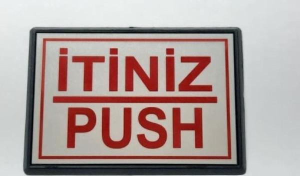 Büro İş Güvenliği için 13x8CM Maksi Yapışkanlı Push İtiniz Uyarı Tabelası - Image 1