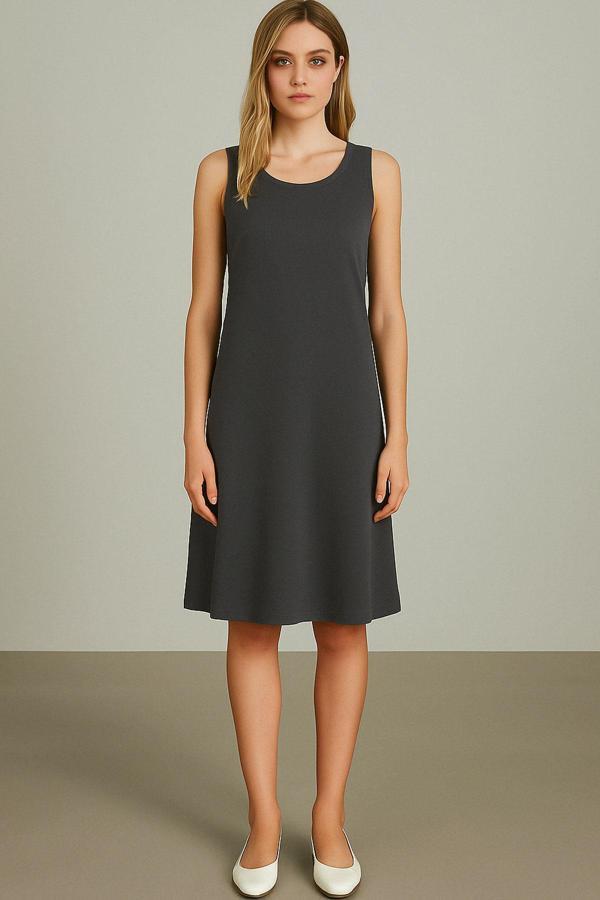 Modal Kumaş Rahat Kalıp Basic Günlük Elbise - Image 1