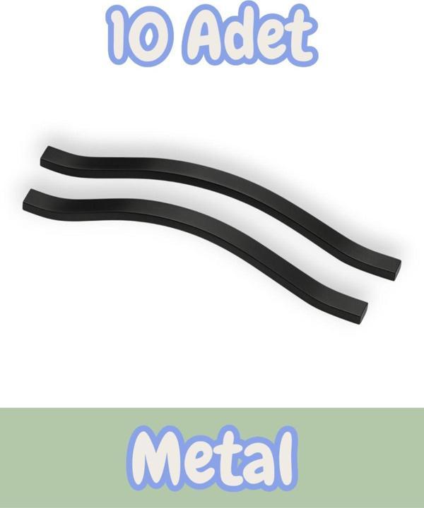 Idil Klas Alüminyum Metal Lüks Modern Mobilya Çekmece Mutfak Dolabı Kulpu Siyah 224mm (10 Adet) - Image 1