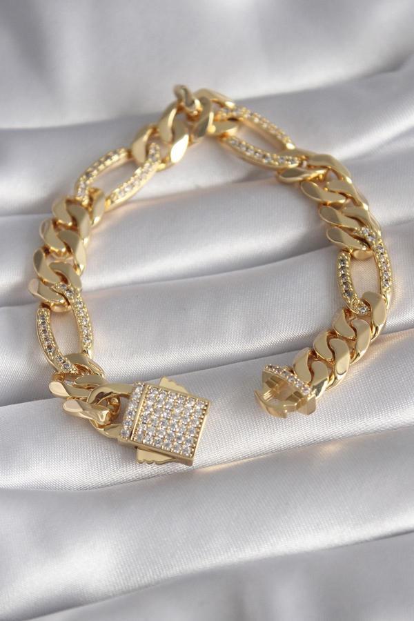 Gold Renk Zirkon Taşlı Zincir VIP Exclusive Seri Gurmet Model Kadın - Image 1