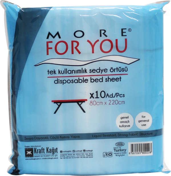 More For You Tek Kullanımlık Sedye Örtüsü 10'lu Lastikli - Image 1