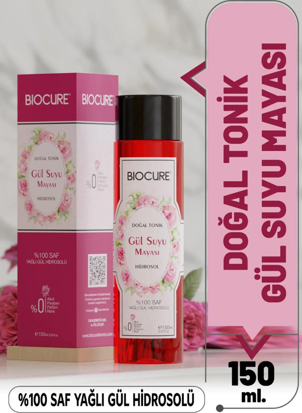 Biocure Gül Suyu Mayası Gül Hidrosolü - Aydınlatıcı Ve Gözenek Sıkılaştırıcı Tonik 150 Ml - Image 1