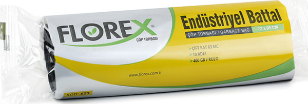 Florex Endüstriyel Battal Boy Çöp Torbası 72x95 Cm 10'lu Rulo Siyah - Image 1