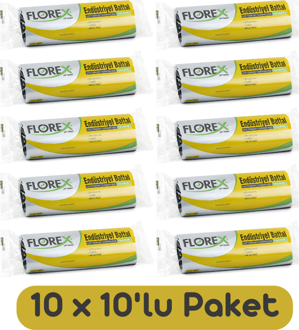 Florex Endüstriyel Battal Boy Çöp Torbası 72x95 Cm 10'lu Rulo Siyah 10 Rulo (100 Adet) - Image 1
