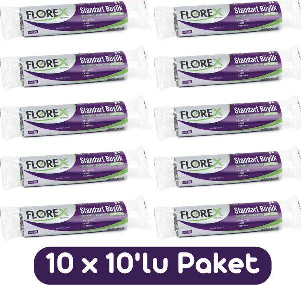 Florex Standart Büyük Boy Çöp Torbası 65x80 Cm 10'lu Rulo Siyah 10 Rulo (100 Adet) - Image 1