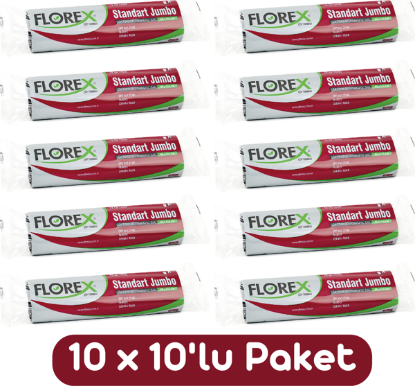 Florex Standart Jumbo Boy Çöp Torbası 80x110 Cm 10'lu Rulo Siyah 10 Rulo (100 Adet) - Image 1