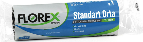 Florex Standart Orta Boy Çöp Torbası 55x60 Cm 20'li Rulo Siyah - Image 1