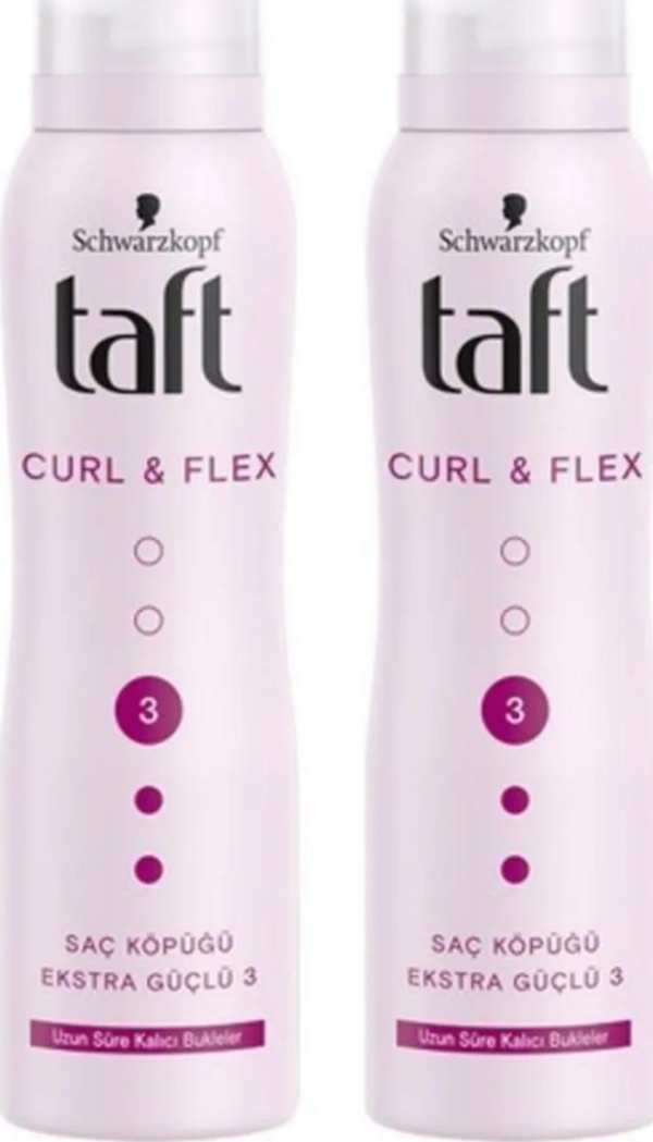 Taft Curl&Flex Saç Köpüğü 3 Numara Uzun Süre Kalıcı Bukleler 150 Ml 2 Adet - Image 1