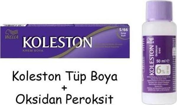 Koleston Tüp Boya 50 ml - 5.66 Şarap Kızılı + 20 Vol Oksidan Peroksit - Image 1