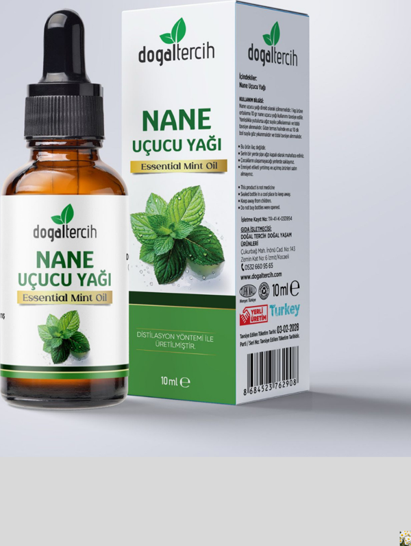 %100 Saf Katkısız Nane Uçucu Yağı (Peppermint Oil) 10 ml, Damlalıklı Şişede Seyreltilmemiş Nane Yağı - Image 1