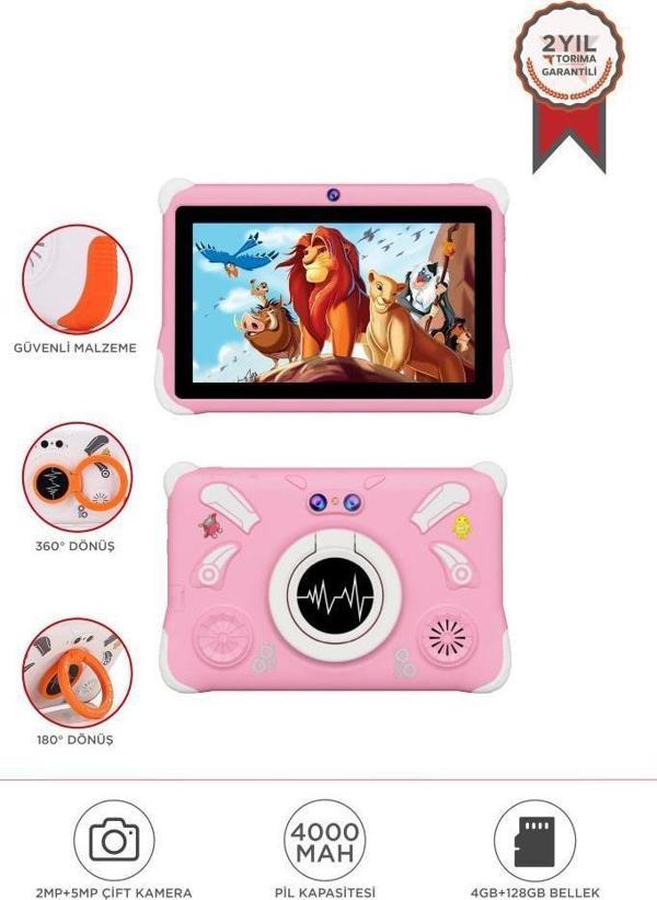 Torima T15 Pembe 4GB +128 GB Tablet Çocuk Tableti Kılıf Hediyeli - Image 1