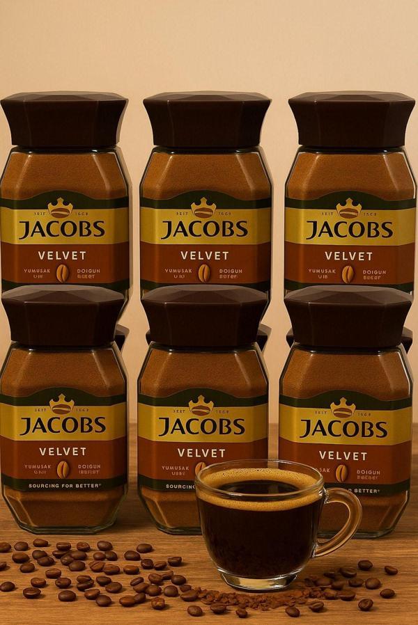 Jacobs Velvet %100 Çözünebilir Kahve 95 gr x 6 Adet - Image 1