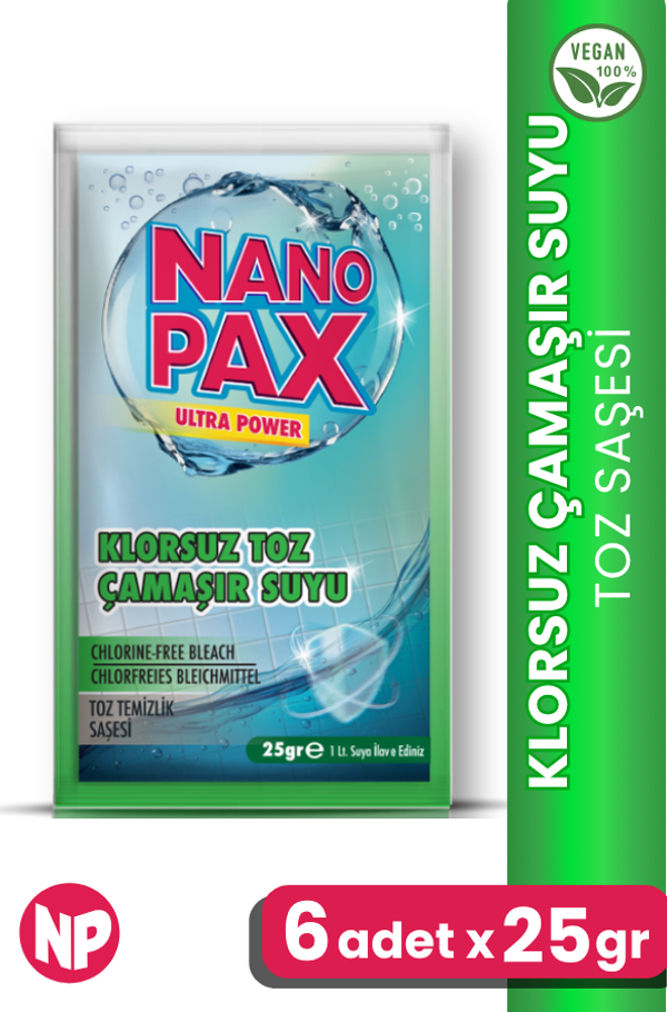 Klorsuz Çamaşır Suyu Toz Temizlik Saşesi (6 adet X 25gr) - Image 1