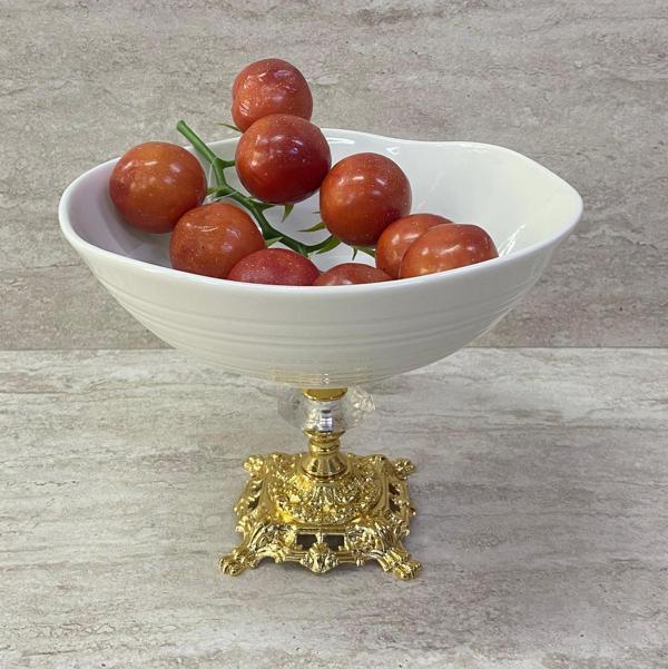 Porselen Ayaklı Bol Kase Gold Ayaklı 20 CM - Image 1