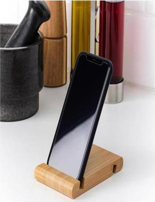 1 Adet Ahşap Dik Telefon Tutucu Tutacağı Standı - Image 1