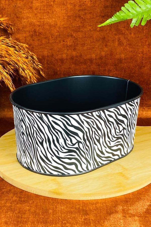 Küçük Metal Ekmeklik Ekmek Kutusu Sepeti Zebra 21cm - Image 1