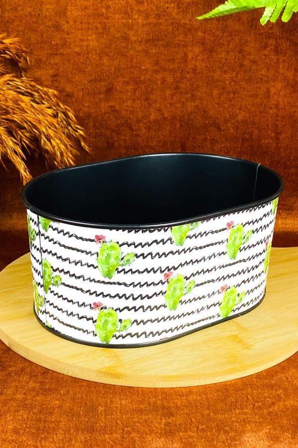 Küçük Metal Ekmeklik Ekmek Kutusu Sepeti Kaktüs 21cm - Image 1