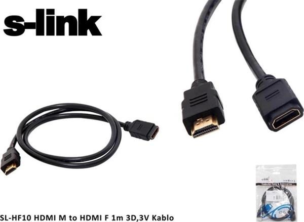 S-link SL-HF10 Hdmı m to Hdmı f 1 Mt 3d,3v Kablo Hdmı Erkek To Hdmı Dişi Uzatma - Image 1