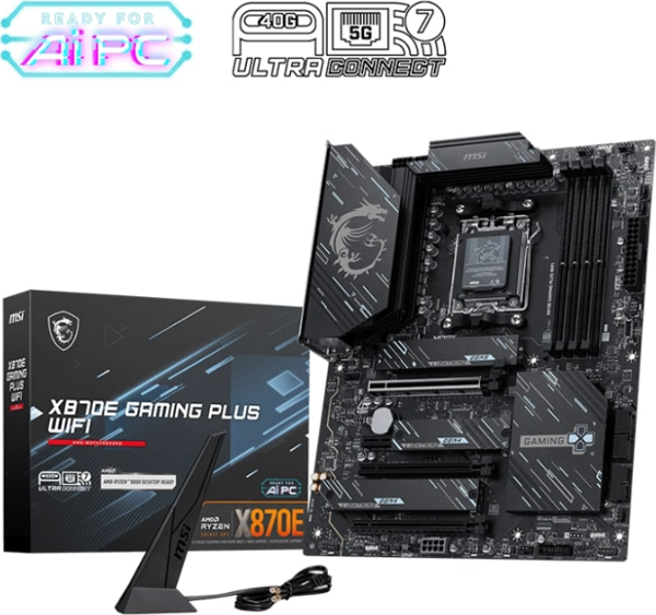 MSI GAMING PLUS X870E WIFI DDR5 AMD X870E AM5 Soket DDR5 8200+(OC)MHz ATX Oyuncu (Gaming) Anakart - Image 1