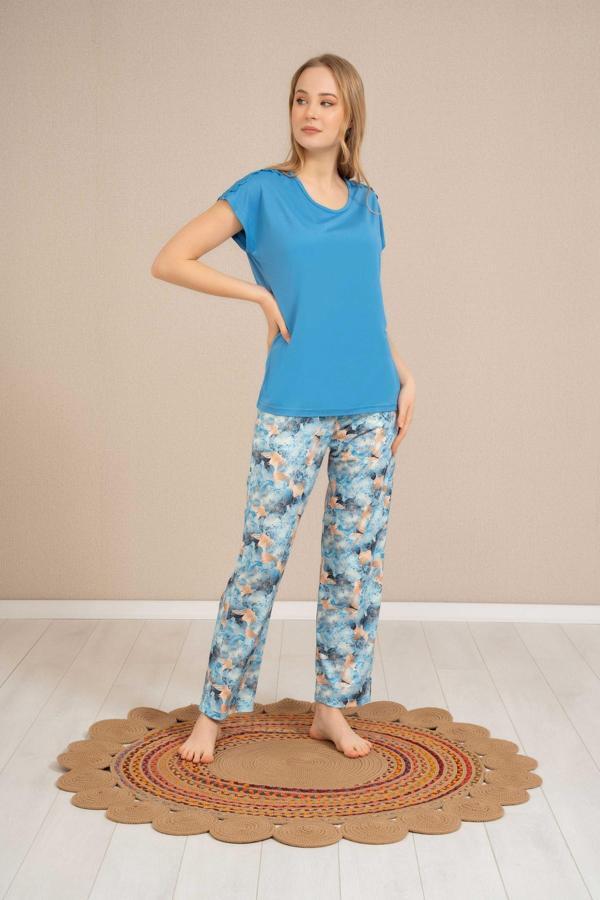 Baha Perfect Club Kadın Bisiklet Yaka Yarım Kol Pijama Takımı 4355 - 1 Adet - Image 1
