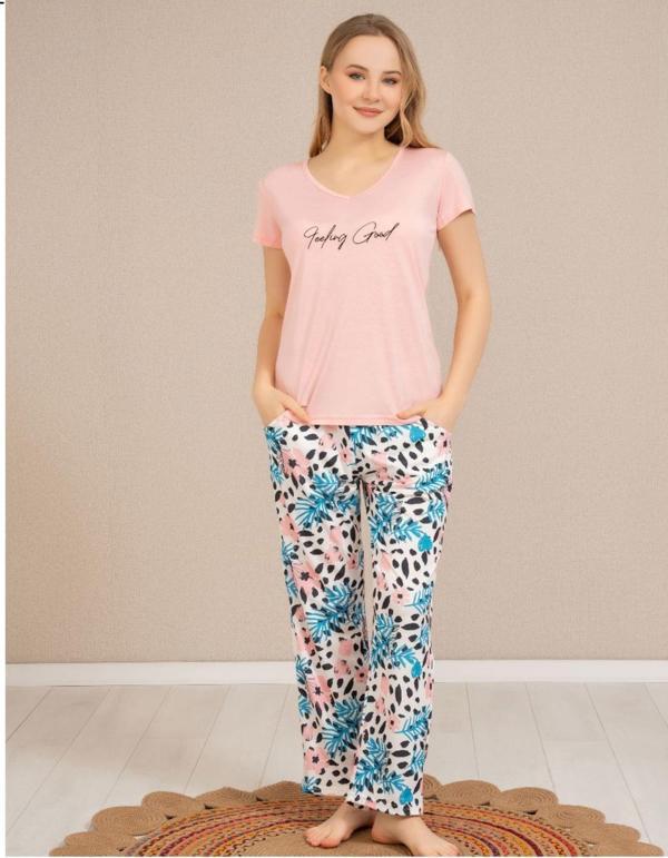 Baha Perfect Club Kadın Bisiklet Yaka Kısa Kol Pijama Takımı 4371 - 1 Adet - Image 1