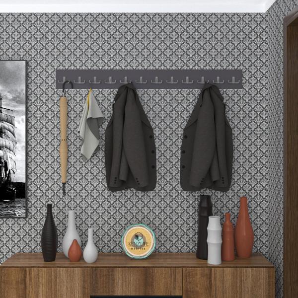 Kenzlife askılık tokadi mat gri renk suntalam 12 adet metal krom renk portmanto - Image 1
