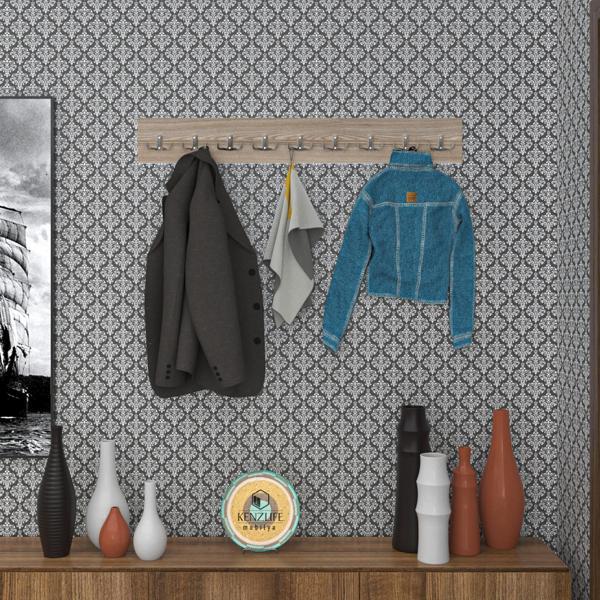 Kenzlife askılık tokadi mat cordoba renk suntalam 9 adet metal krom renk portmanto - Image 1