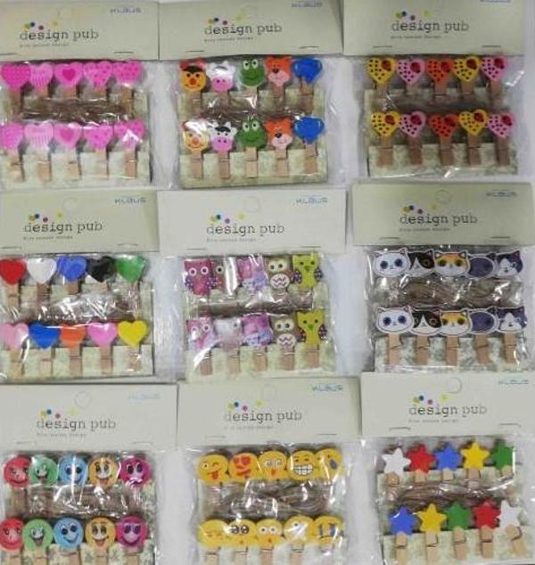 10 lu Şekilli Ahşap Mandallar 3.5cm (10 lu Set-10 Paket) - Image 1