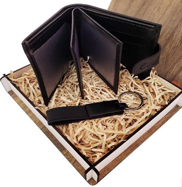 Cüzdan Anahtarlık Ahşap Kutulu Set - Image 1