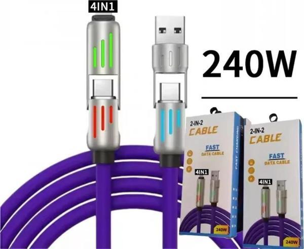 240w 4'ü 1 Arada Usb-c Kablosu, Pd 5a Hızlı Şarj Kablosu - Image 1