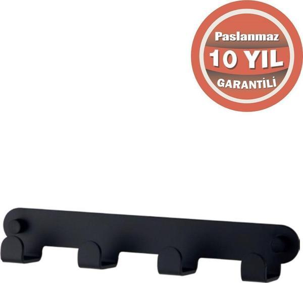 Çelik Banyo Paslanmaz Çelik Paris Mat Siyah 4'Lü Askılık Havluluk Banyo Askısı - Image 1