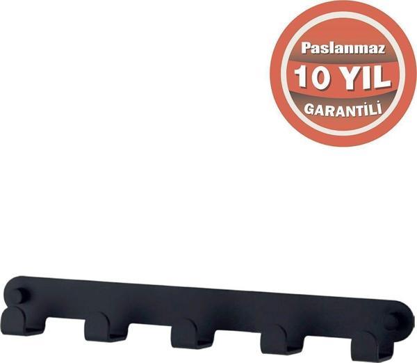 Çelik Banyo Paslanmaz Çelik Paris Mat Siyah 5'Li Askılık Havluluk Banyo Askısı - Image 1