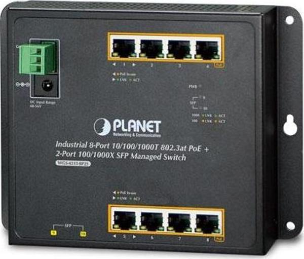 Endüstriyel Duvar Tip Yönetilebilir Switch  (Industrial  Flat-type Managed Switch)&lt;br&gt;
8 x  10/100/1000T 802.3at/af PoE+ Injector (PoE Güç Bütçesi maks.200 watt)&lt;br&gt;
2 x 100/1000X SFP&lt;b - Image 1
