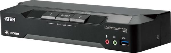 2-Port 4K DisplayPort Dual Display Mini-Matrix Boundless KVM Switch - Image 1