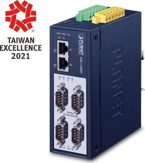 Endüstriyel Modbus Gateway (Industrial Modbus Gateway)&lt;br&gt;
4-Port RS232/RS422/RS485&lt;br&gt;  
2 x 10/100TX&lt;br&gt;
2KV isolation&lt;br&gt;
2 x DI + 2 x DO&lt;br&gt;
IP40, -40~75 derece C - Image 1