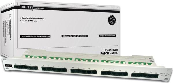 Digitus 19 Inch 25 port CAT-3 ISDN Patch Panel, Zırhsız - Image 1